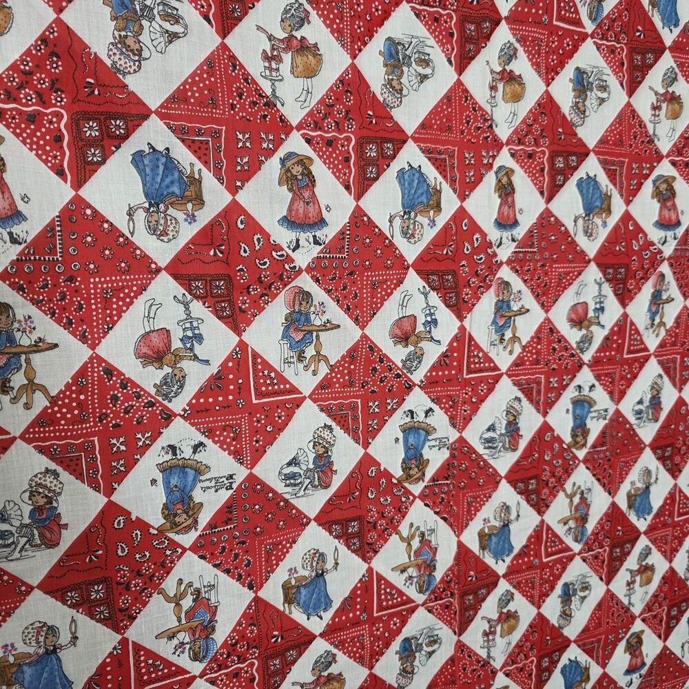 Vintage Holly Hobbie Fabric Panel Roth Greeting Cards Quilt Fabric 44.5x72